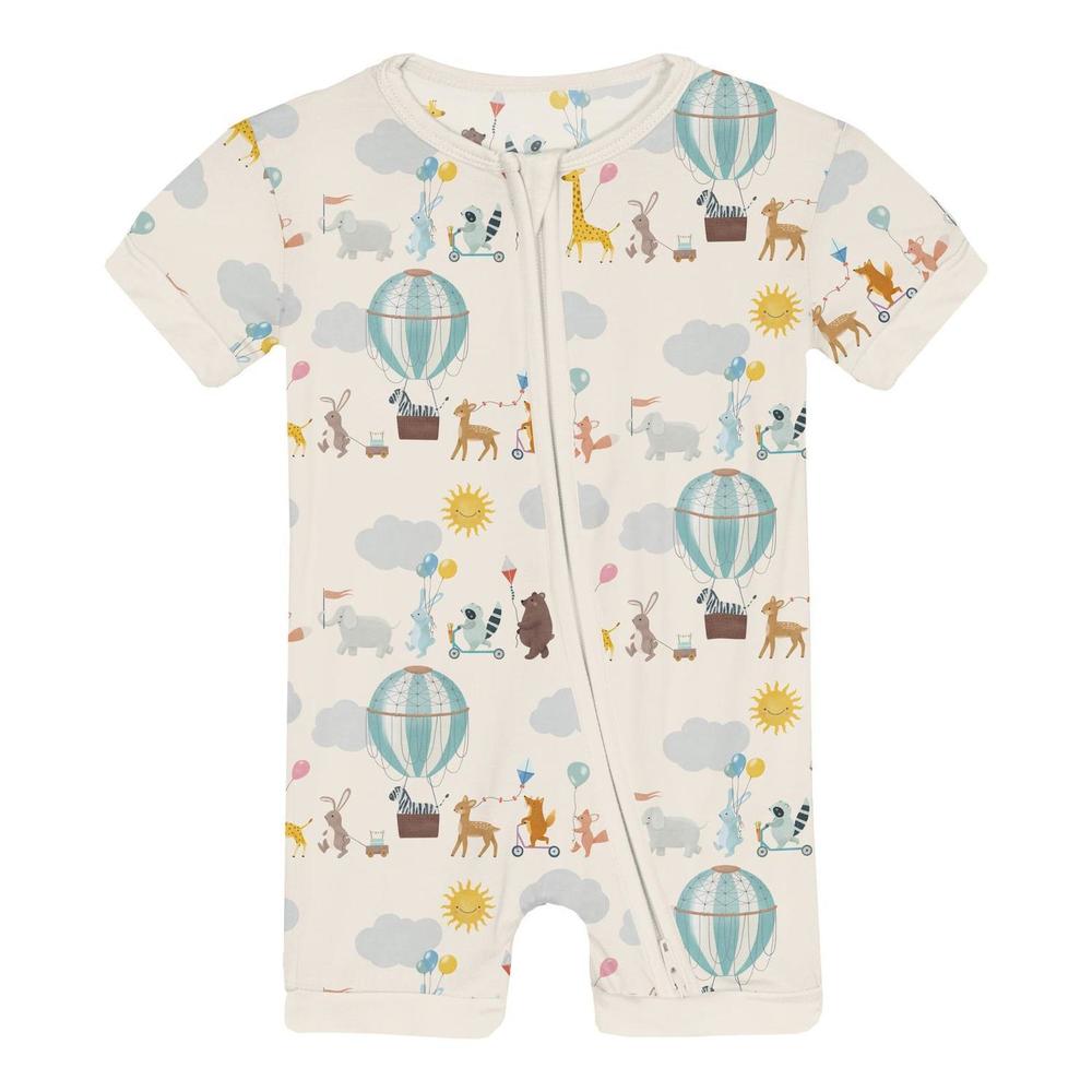 NEW KICKEE infant & toddler unisex shorty sleeper with zipper in natural animal